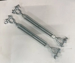 Turnbuckle 5/8 Inch x 9 Inches Jaw Jaw Galvanized Steel Turnbuckle Forged 2 PK - Picture 1 of 5