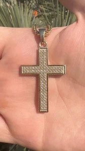 0,77 ct runder VS/SI im Labor gezüchteter Diamant Damen Kreuz Anhänger 10 K Gelbgold - Bild 1 von 6