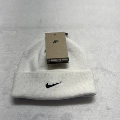 全新带标签 Nike Terra Short Cuffed Ribbed Beanie 男女成人帽子白色 HF0189-100 — 第 1/4 张图片