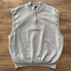 Greg Norman Herren XL grau 1/4 Reißverschluss gefüttert bestickt ärmellos Golf Weste Jacke - Bild 1 von 15