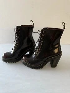 Dr. Martens Arcadia Kendra Boots SIZE 37/4 UK/6US AU Heel Shiny Doc Cherry Red - Picture 1 of 13