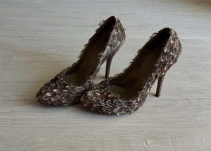 Runway 2006 vintage Alexander McQueen rare Feather Pumps Heels 2000`s Size 36 - Picture 1 of 18