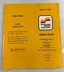 1985 Seaboard System Railroad Savannah Division Timetable #4 - Picture 1 of 5
