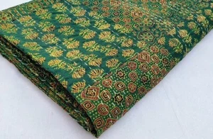 Vintage Ajrakh Patchwork Kantha Quilt Bedspread Cotton Bedding Throw Blanket Art - Picture 1 of 5