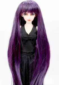 Peluca de muñeca 1/3 8-9 LUTS SD BJD larga púrpura brillante mezcla cabello negro DOD DZ - Imagen 1 de 5