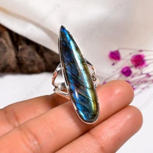 Labradorit Edelstein Ring 925 Sterling Silber Handarbeit Schmuck Damenring Geschenk - Bild 1 von 5