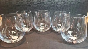 New Lot of 5 - POTTERY BARN Stemless Red Wine Glass Set 4.25" Tall CZECH REPUB - Picture 1 of 10