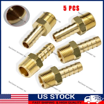 5件装3/8英寸软管棒X 3/8英寸男性NPT黄铜燃气燃料水空气配件通用 — 第 1/4 张图片