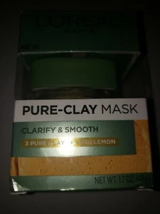 Loreal Pure Clay Mask CLARIFY & SMOOTH 1.7oz 3 Pure Clays + YUZU LEMON - Picture 1 of 3
