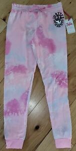 Justice graphic pink tie die sparkle logo joggers sweat pants NWT girls 12 14