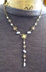 Felicia Brand Drop Necklace, Multicolor Stones, Lobster Clasp - Picture 1 of 10