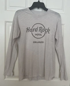 HARD ROCK CAFÉ Hotel Orlando White Gray Long Sleeve T-Shirt Mens Medium - Picture 1 of 3