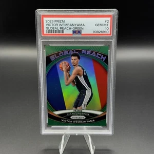 2023-24 Prizm Victor Wembanyama Global Reach Green Prizm Rookie RC #2 PSA 10 GEM - Picture 1 of 5