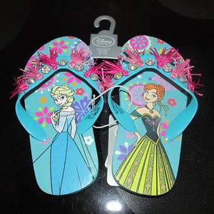 NWT Disney Frozen Flip Flops Sandals Shoes Elsa Anna 13 1 Blue Pink Princess New - Picture 1 of 4