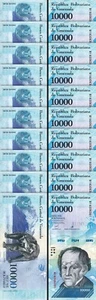 Venezuela 10000 10,000 Bolivares 2017, UNC, 10 Pcs LOT, Consecutive, P-98b - Picture 1 of 5