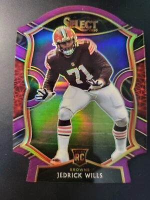 2021 Select Jedrick Wills RC Premier LEVEL PURPLE DIE CUT Prizm card #90 - Image 1 of 2