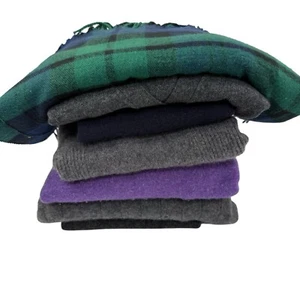 7 Piece Lot 100% Cashmere Sweater Craft Cutter Repurpose Recycle Cool Tones - Picture 1 of 18