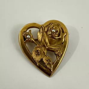 Vtg Beta Sigma Phi Sorority Order of The Rose Heart Pin & Pendant w/Seed Pearls - Picture 1 of 7