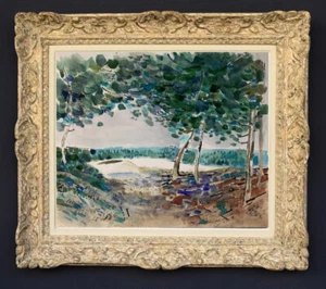 PEINTRE DE L'ECOLE DE PARIS VERS 1950 SUPERBE PAYSAGE FAUVISTE A LACANAU (15) - Picture 1 of 4