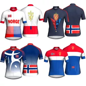 NORWEGIAN Short Cycling Jersey MTB Bike Motocross Shirt Road Norway Jacket Race - Picture 1 of 10