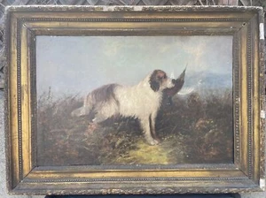 19th Century J. Langlois Spaniel With Pheasant Dog Hunting Oil Painting British - Picture 1 of 16