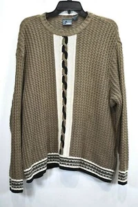 Liz Wear Women Brown Long Sleeve Scoop Neck Cotton Cable Knit Pullover Sweater M - Picture 1 of 7