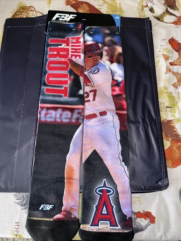 FBF Originals Mike Trout Los Angeles Angels MLB Baseball Socks Size Large New Cover