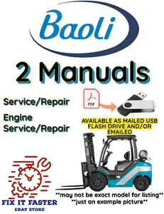 SERVICIO DE CARRETILLA ELEVADORA BAOLI KBG35 REPARACIÓN DE MOTOR MANUAL TALLER PDF USB - Imagen 1 de 3
