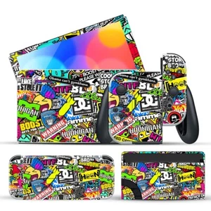 Nintendo Switch OLED Decal Skin Sticker Wrap Cover Protector Sticker Bomb Camo - Picture 1 of 1