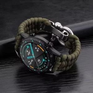 Premium Mens Rugged Woven Watch Band Strap Adjustable Nylon Wristband 20 22 24mm - Picture 1 of 19
