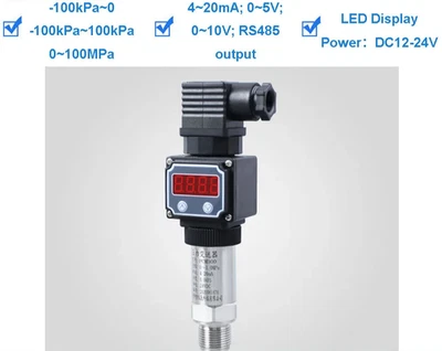 Pressure Transmitter LED Display G1/4 12-36V 4-20mA 0-600 Bar Stainless Sensor - Image 1 of 4
