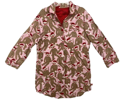 Camisa de dormir Nick and Nora fofa flanela rosa meia marionete botão para cima - Tamanho XXL - Imagem 1 de 4