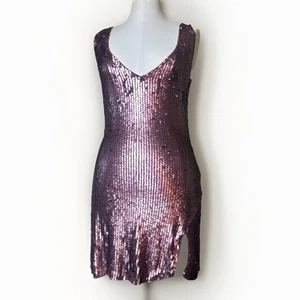 Free People Paillettenkleid Damen XS Minikleid tiefer V-Ausschnitt tiefer Rücken bronze mauve - Bild 1 von 16