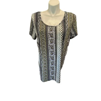 Eye Candy Women’s Plus 3X Multi Color Short Sleeve Shirt Top Soft - Image 1 of 4