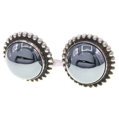 Impuesto de importación incluido Gemelos Jorgensen Diseño 25 Hematita Plata de Ley 925 Foto 1 de 4