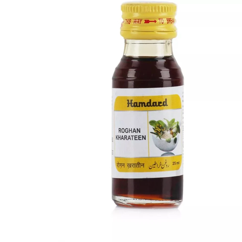 Paquete de 2 X Aceite Hamdard Rogan Kharateen 25 ml para eyaculación de sarna Foto 1 de 1