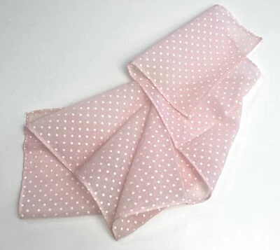 Cachecol longo vintage de chiffon rosa pálido pontos brancos - Imagem 1 de 4