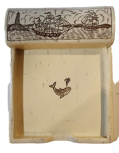 Vintage Walfangschiff Faux Scrimshaw Post-It Notizhalter - Bild 1 von 7