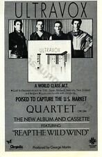 1983 Album Quatuor Ultravox Promo vintage imprimé de collection AD Chrysalis (693)