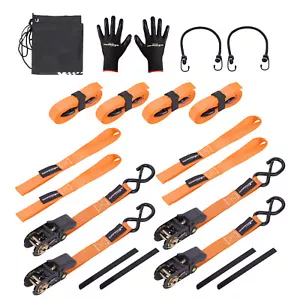 Gancho en S 2200 lb correas de trinquete amarre 1 pulgada para transporte para ATV naranja - Imagen 1 de 12