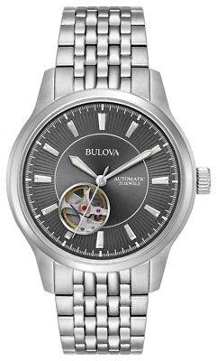Мужские классические автоматические часы-скелетон Bulova серебро нержавеющая сталь 40 мм 96A190 - Изображение 1 из 4