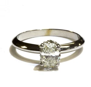 Anillo de compromiso de diamantes ovalados GIA 14k oro blanco 0,76ct SI2 K 2,4 g 6,75 - Imagen 1 de 10