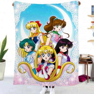 Sailor Moon Crystal Wohndecke Sofadecke Tagesdecke Kuscheldecke Kinder Bettdecke - Bild 1 von 4