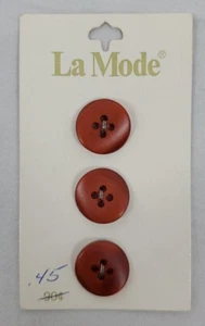 VINTAGE ~ Rust Square Buttons - 3 Ea. #28472 16mm 5/8" - By La Mode - 03 - Picture 1 of 7