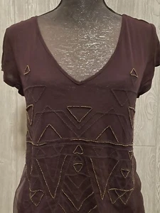 Forever 21 Womens Size L Burgundy Beaded Top - Picture 1 of 7