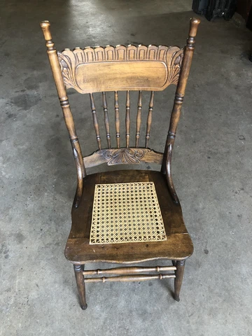 BEAUTIFUL - Antique  American Press Back Oak Dining Chair Cover