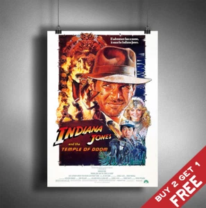 INDIANA JONES & THE TEMPLE OF DOOM MOVIE POSTER A3 A4 Classic Vintage Film Print - Picture 1 of 2
