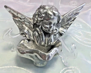 Vintage Arte Giancarlo Silver tone Metal Angel Cherub Wall Sculpture 5'' x 4'' - Picture 1 of 10