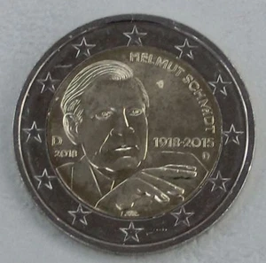 2 Euro Gedenkmünze Deutschland D 2018 Helmut Schmidt unz. - Bild 1 von 1
