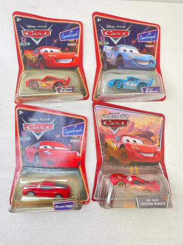 Lot Of 4 Mattel Disney Cars Diecast Cars Dirt Track McQueen Dinoco Ferrari READ Cover